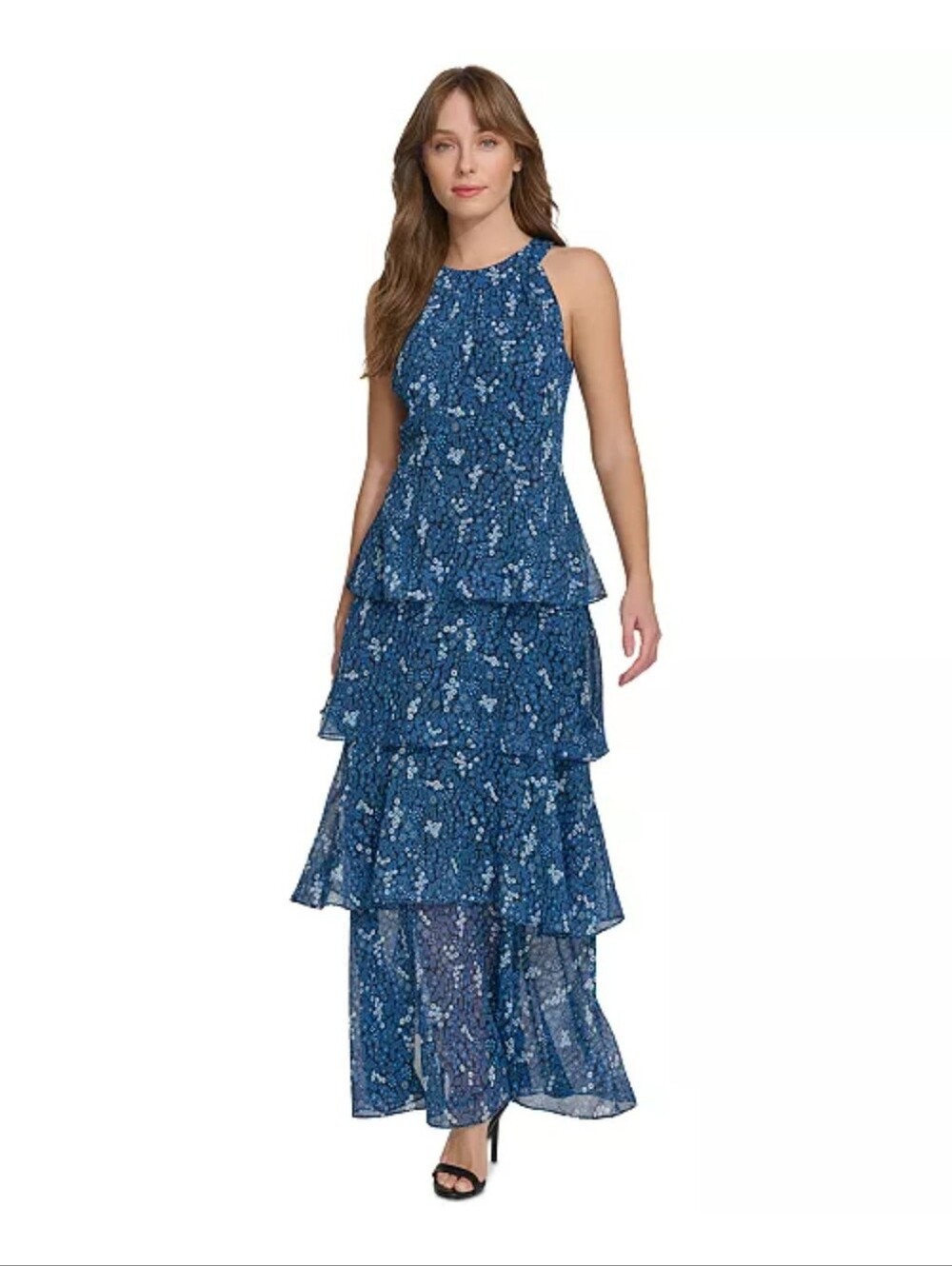Tommy Hilfiger NWT Blue Floral Tiered Maxi Dress Size 16 Cocktail $139